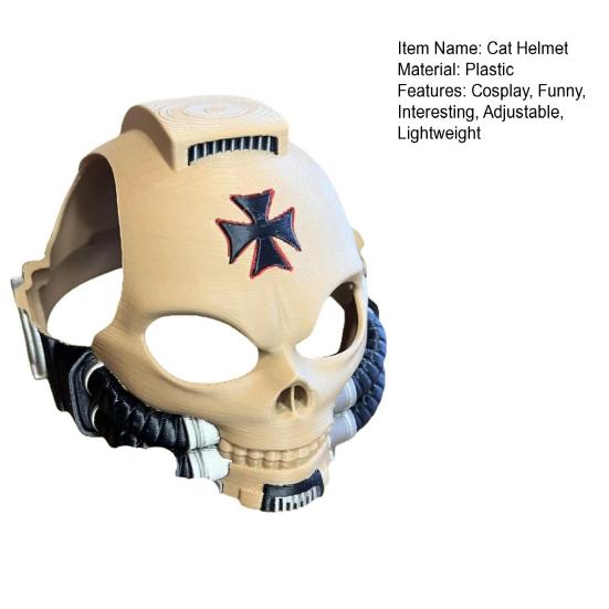 Кошачий шлем, кошачий череп, боевой шлем, регулируемая кошачья шляпа для косплея, для фотосессий, аксессуар для костюма на Хэллоуин