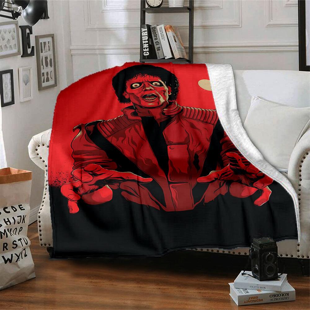 1pc Thriller, Red Jacket Blanket Lightweight Flannel Blanket Throw Blanket For Sofa, Bed, Travel, Camping, Livingroom, Office, Couch