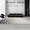 French Minimalist Black & White Checkered Carpet for Living Room or Bedroom