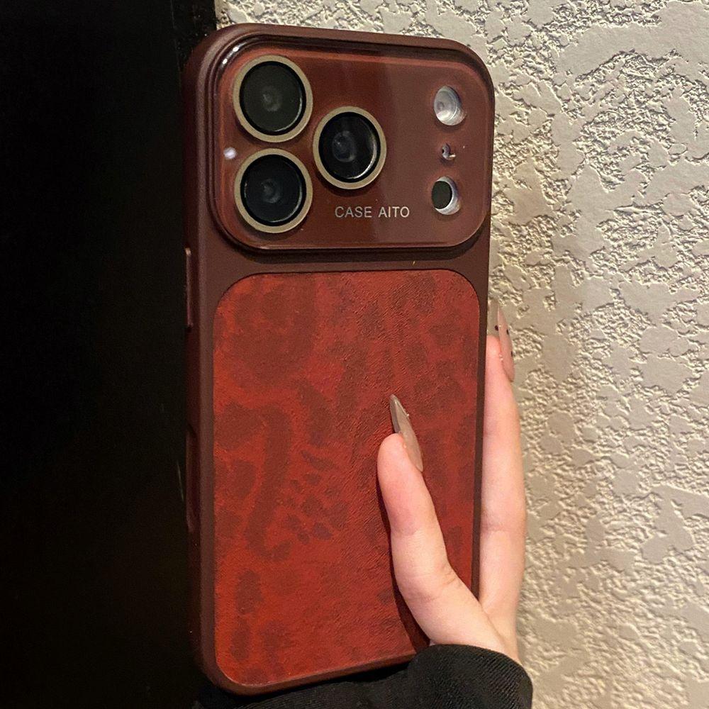 Роскошный Чехол для Телефона с Текстурой Кожи Леопардового Принта Для iPhone 17 16 15 14 Pro Max 13 Защита Кристаллической Линзы Ударопрочный Матовый Чехол