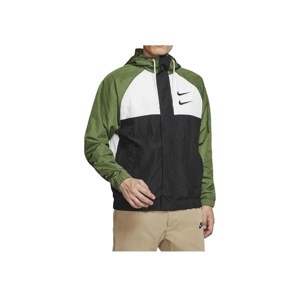 Nike Спортивная одежда Swoosh Ветрозащитная куртка с двойным крючком Мужская верхняя одежда Зеленый CJ4889-010