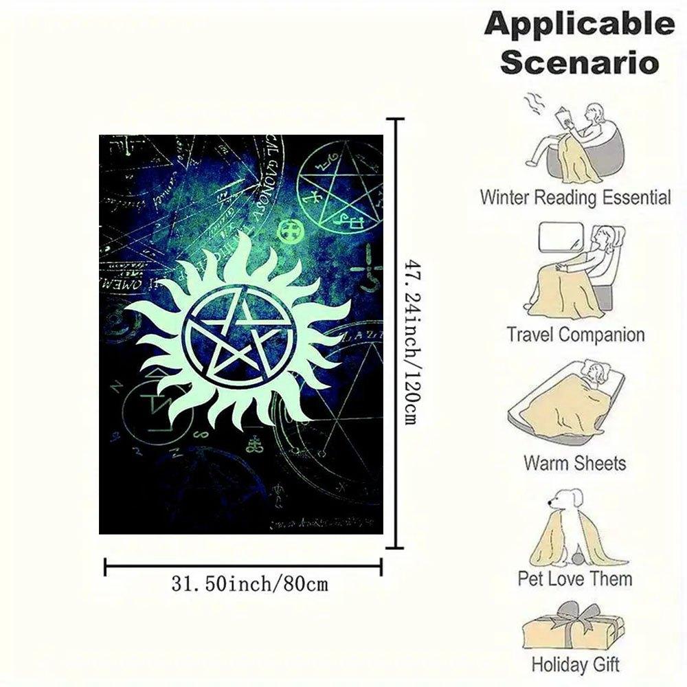 Supernatural Anti-Possession Symbol Poster PrintBlanket Flannel Throw Blanket for Sofa, Bed, Travel, Camping, Office, Couch, Chair, And Bed
