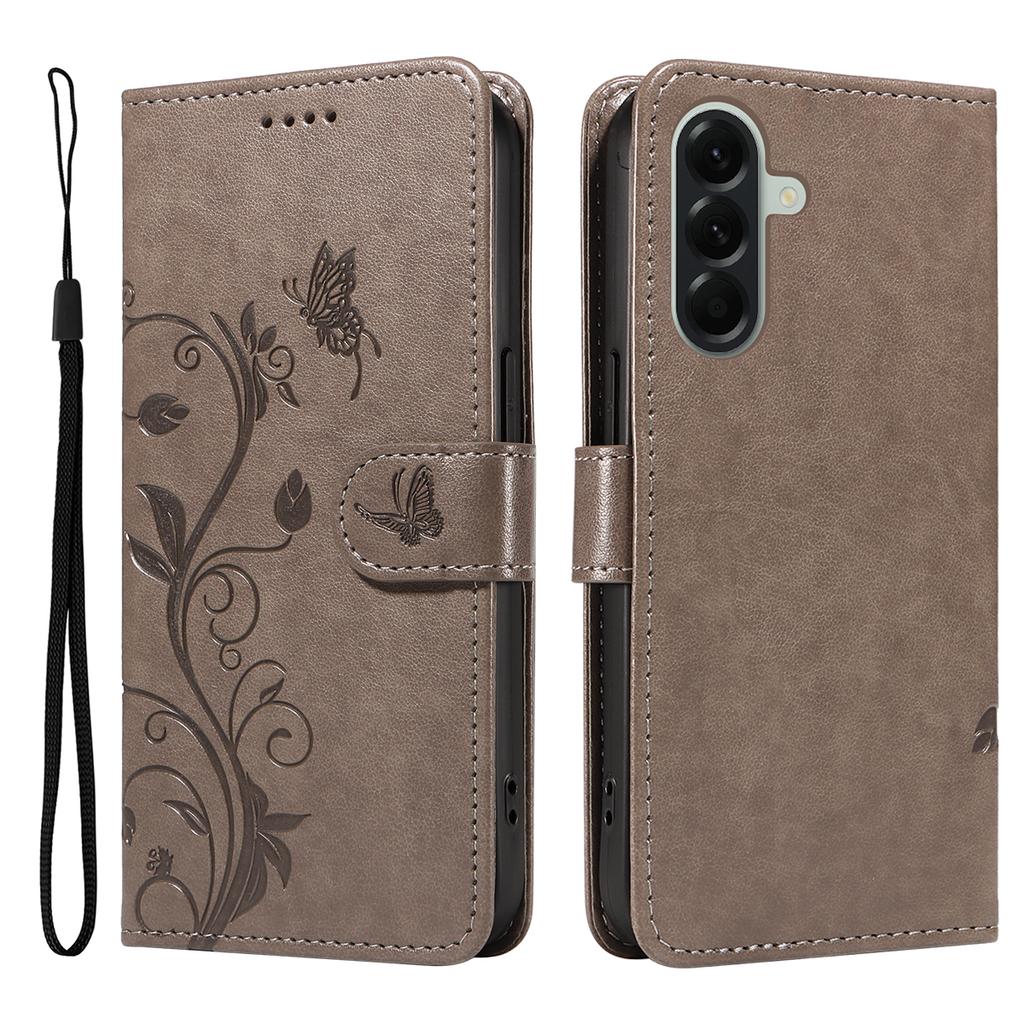 For Samsung Galaxy A57 5G PU Leather Cases Flower Pattern Wallet Stand Phone Cover with Strap