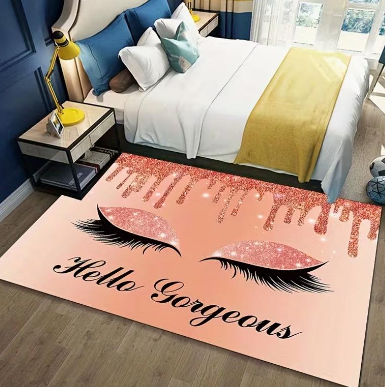 Cute Girl Eyelash Carpet Suitable for Living Room Bedroom Door Mat Table and Chair Protection Mat