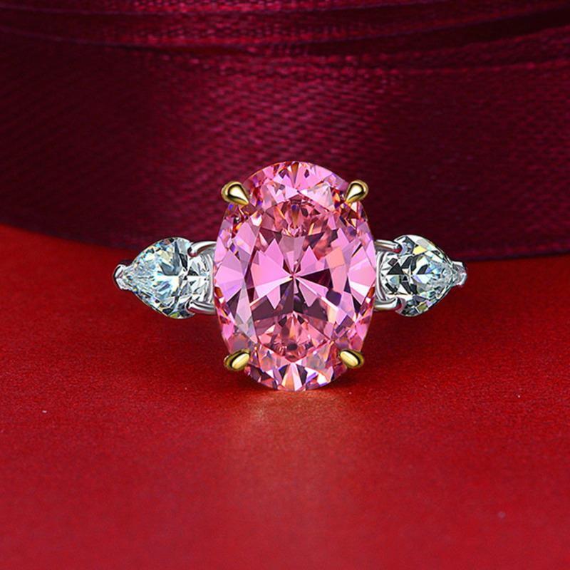 Gica Gema Sliver 925 Jewelry New 10 * 14 Egg Shaped 10 Carat Personalized Ring For Women Fine High Grade Classic Jewelry Wedding Party Gifts New Trend