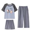 Boys Cotton Pajama Set Short Sleeve Lounge Wear 3-Piece Sleepwear Kids Ages 8