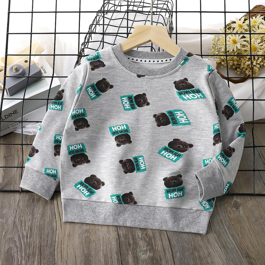 Детские осенние футболки с длинными рукавами и круглым вырезом с мультяшным принтом для унисекс