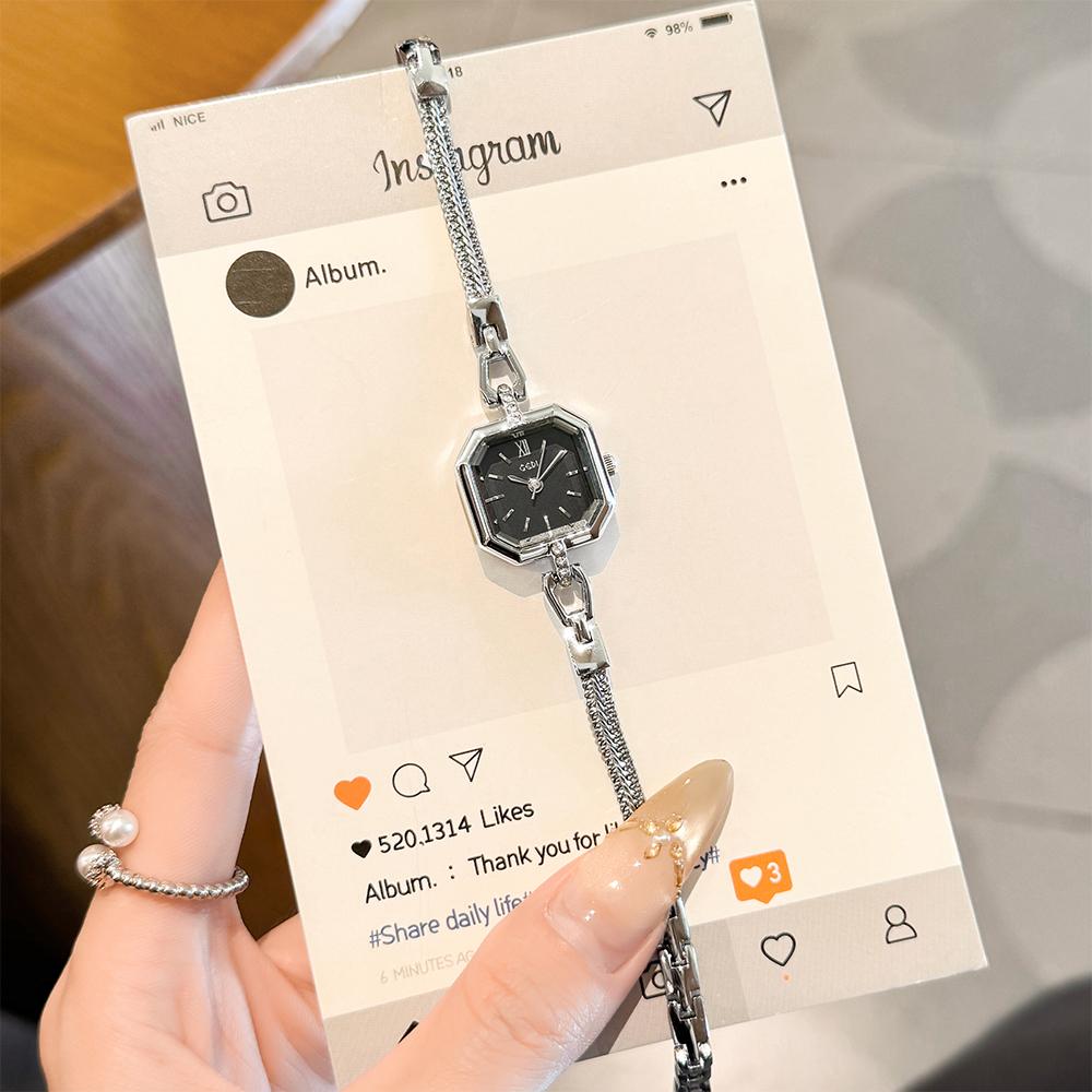 GEDI Small Square Ladies Watch Simple Fashion Temperament Watch Quartz Bracelet Women's Silver Watches Gifts for Women