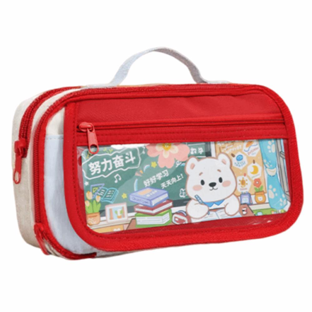 Bear 9 Layers Pencil Case Large Capacity Pen Organizer Pouch Trendy Pencil Storage Bag Kids Gift
