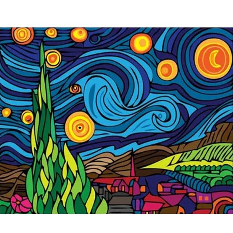 DIY 5D Алмазная вышивка Ван Гог Звездная ночь вышивка крестиком пейзаж алмазная живопись полная круглая дрель домашний декор подарок