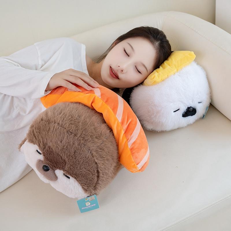 40cm Cute Sushi Seal Plush Toy Lifelike Stuffed Marine Sea Otter Soft Doll Creative Sleeping Pillow Cushion Birthday Gift