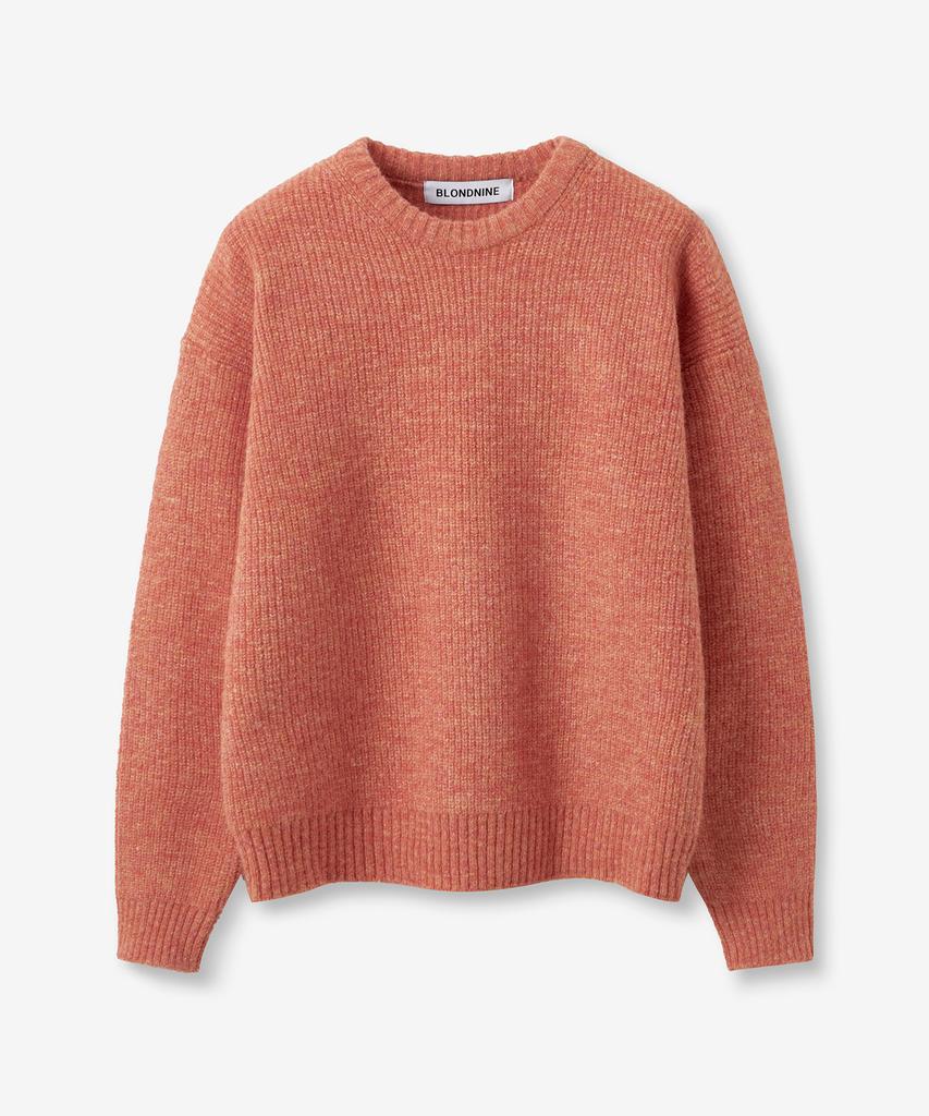 BLOND9 Grace Wool Rib Knit Sweater_Grapefruit Orange