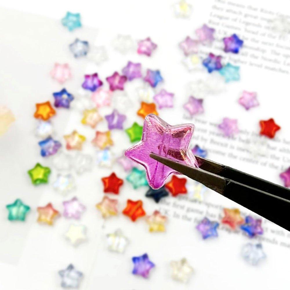 20/50/100pcs Glass Material Mixed Colors Star Glass Beads Creative Star Decorative Beads Colorful Interval Beads DIY Bracelet Necklace Earrings Key