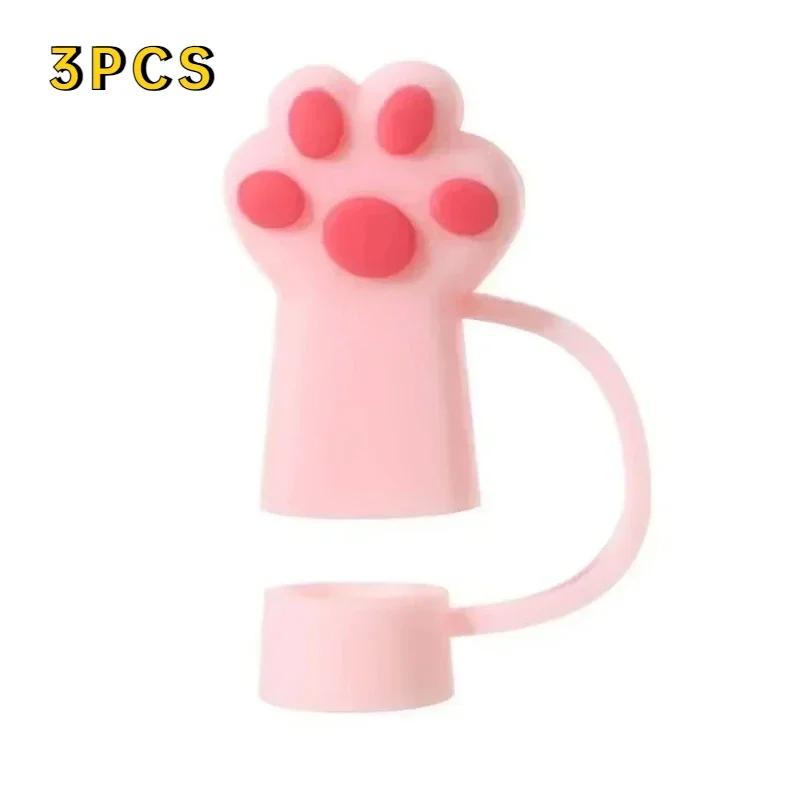1/3Pcs Dustproof Straw Cover Cartoon Cute Cat Claw Glass Beverage Kitchen Beverage Straw Cover Accessories