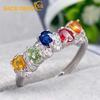 Sace Gems 925 Sterling Silver 2*2.5MM Natual Colourful Sapphire Rings for Women Engagement Cocktail Party Fine Jewelr