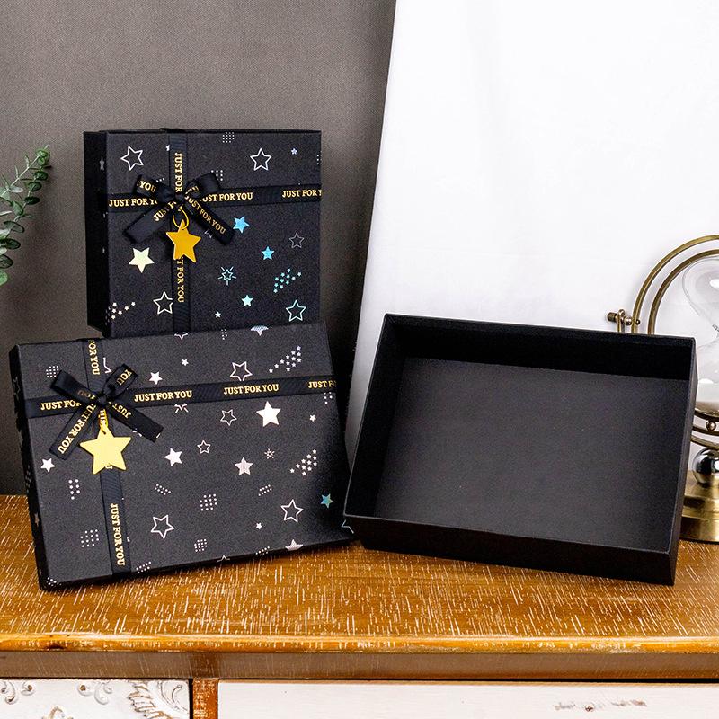 Подарочная коробка Black Star с лентой-бантом, прямоугольная бумажная коробка, подарок на день рождения, годовщину, изысканная упаковочная коробка