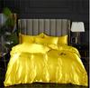 Summer Smooth Satin Duvet Cover Include Duvet Cover Flat Sheet and Pillowcases Smooth Bedding Set Silky Luxury Bedcloth Sets