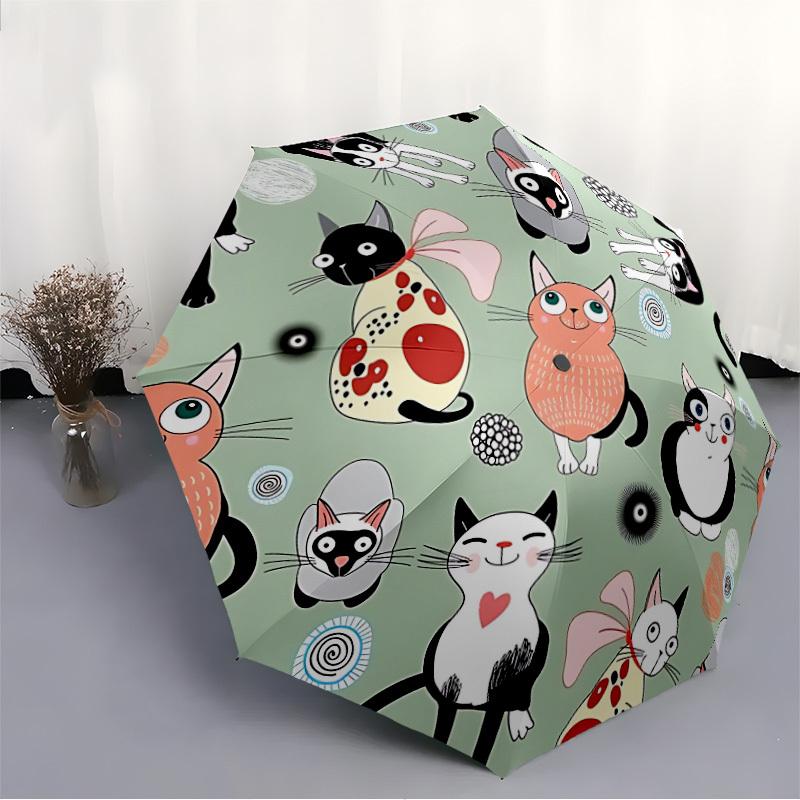 1pc Cat Pattern Open/Close Folding Umbrella, All- Portable Umbrella for & Men, Stylish Accessory (Holiday Gift) 8-Rib yy251213110
