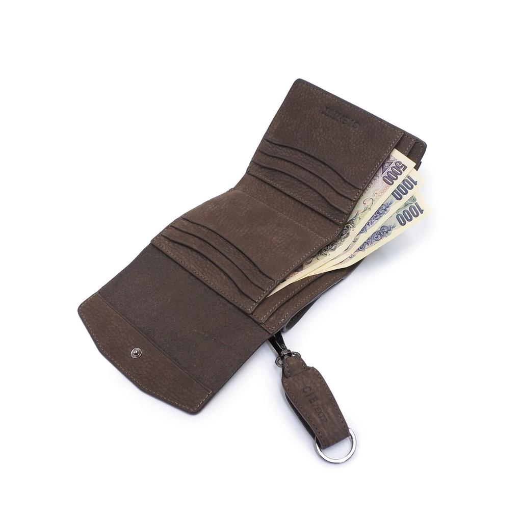 CIE FOLK СРЕДНИЙ КОШЕЛЕК СЕРЫЙ Кошелек из натуральной кожи нубук тройного сложения с застежкой на липучке и светоотражающим дизайном, многокарманный, коробчатый отдел для монет