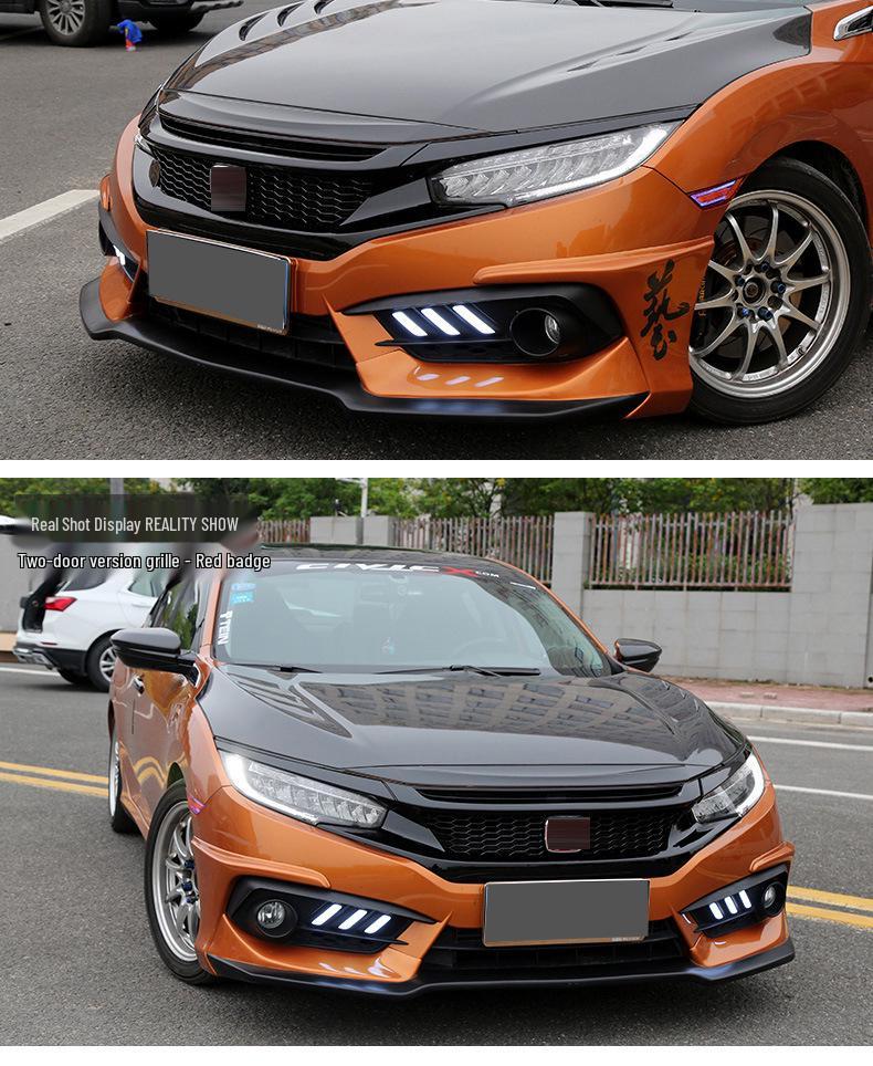 Глянцевый черный TR решетка и комплект обвеса для Civic Type R 2016: Включает заднее антикрыло, передний сплиттер и боковые юбки.