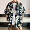 Vintage Broken Flowers Printed Shirts Summer Polo-Neck Loose Men's Clothing Short Sleeve Fashion Casual Single-breasted Shirts