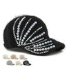 Handmade Hat Women's Autumn Winter Pearl Warm Baseball Cap Imitation Rabbit Fur Diamond Knitted Cap
