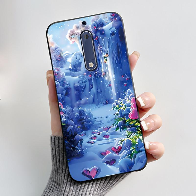 Чехол Для Nokia 5 Эстетичный Модный Милый Кот Мультяшный Черный Мягкий ТПУ Чехол для Телефона Для Nokia 5 Чехол-Бампер TA-1053 TA-1024