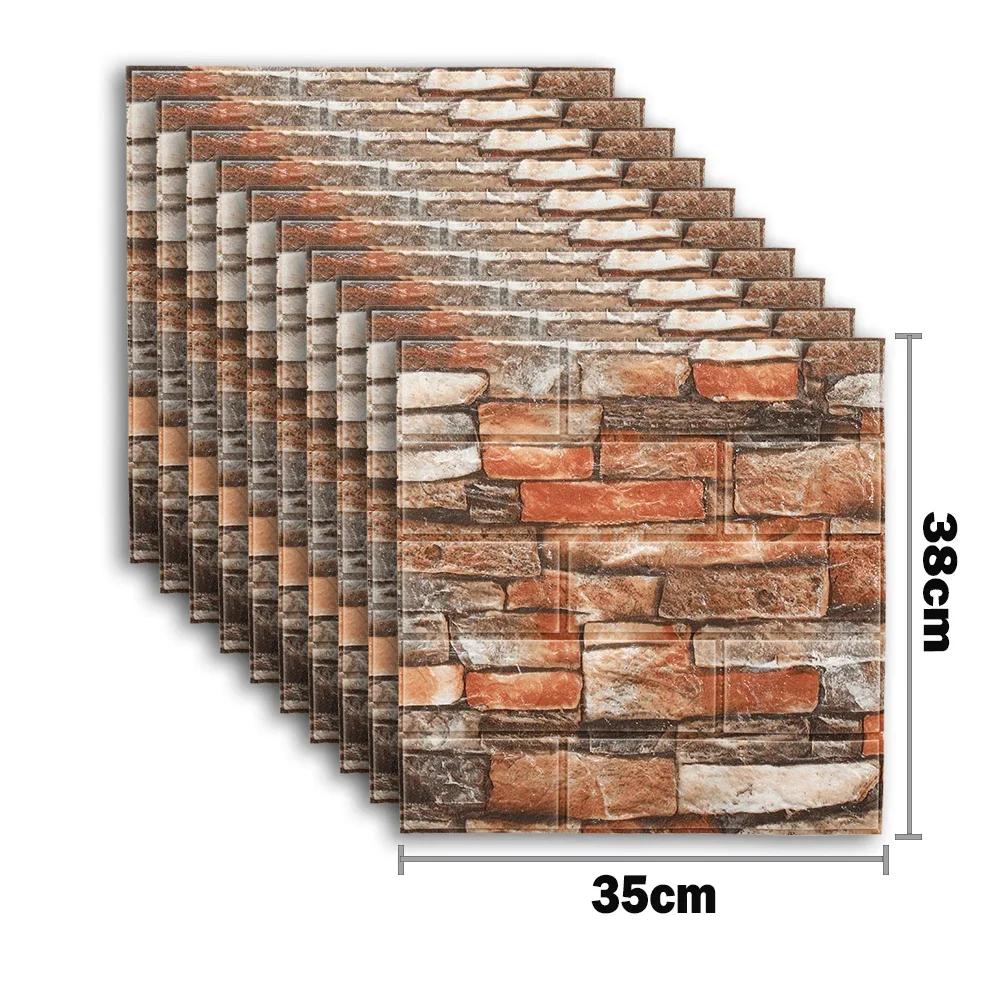 10 шт. Самоклеящийся декор 3D Пенопластовые наклейки на стену Панель Комната Водонепроницаемые отклеивающиеся Кирпичные обои для внутренней отделки