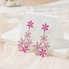 Серьги с розовыми цветами Летние серьги-подвески из сплава с кубическим цирконием в пасторальном стиле