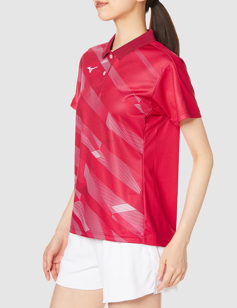 Теннисный воротник игровой пот Quick 62JA1702 Rose M [Mizuno] Одежда, рубашка, впитывающая, сухая, дезодорирующая, красная,