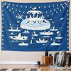Penguins Relaxing on a Whale Island Pattern Wall Hanging Tapestry Decorative Tapestry Home Decor for Bedroom and Living Room