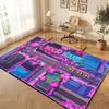 City Cyberpunk Theme Crystal Velvet Floor Rug Personalized Custom Name Text Warm Carpet Home Decoration