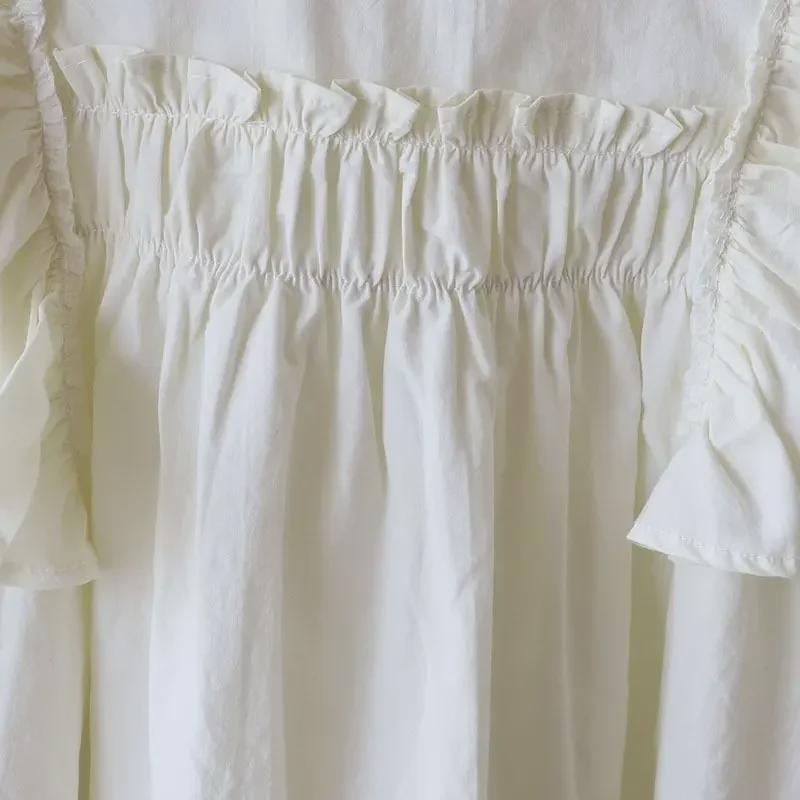 Шикарная приталенная рубашка с оборками и длинными рукавами для женщин - Коллекция Весна и Осень