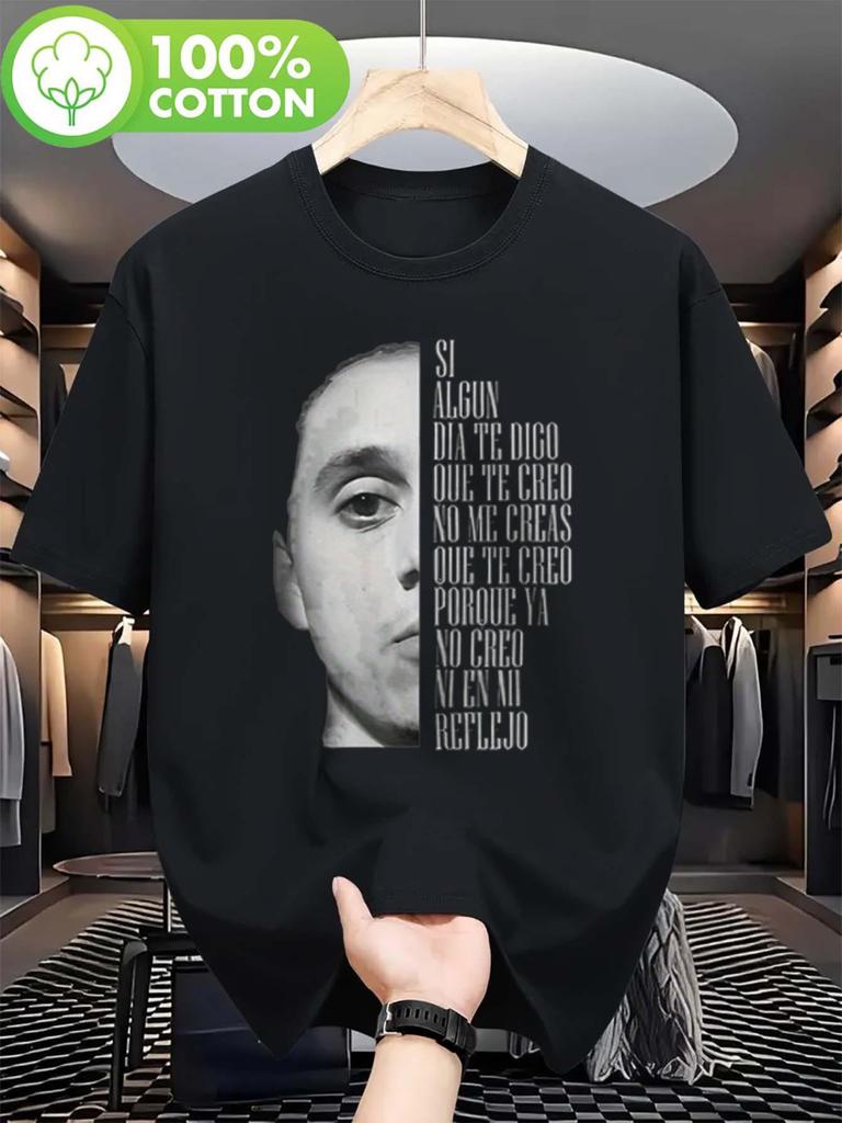 2026 100% Мужская Повседневная Стильная Готическая Футболка Canserbero с Испанскими Текстами и Принтом - Тяжелый Мятный