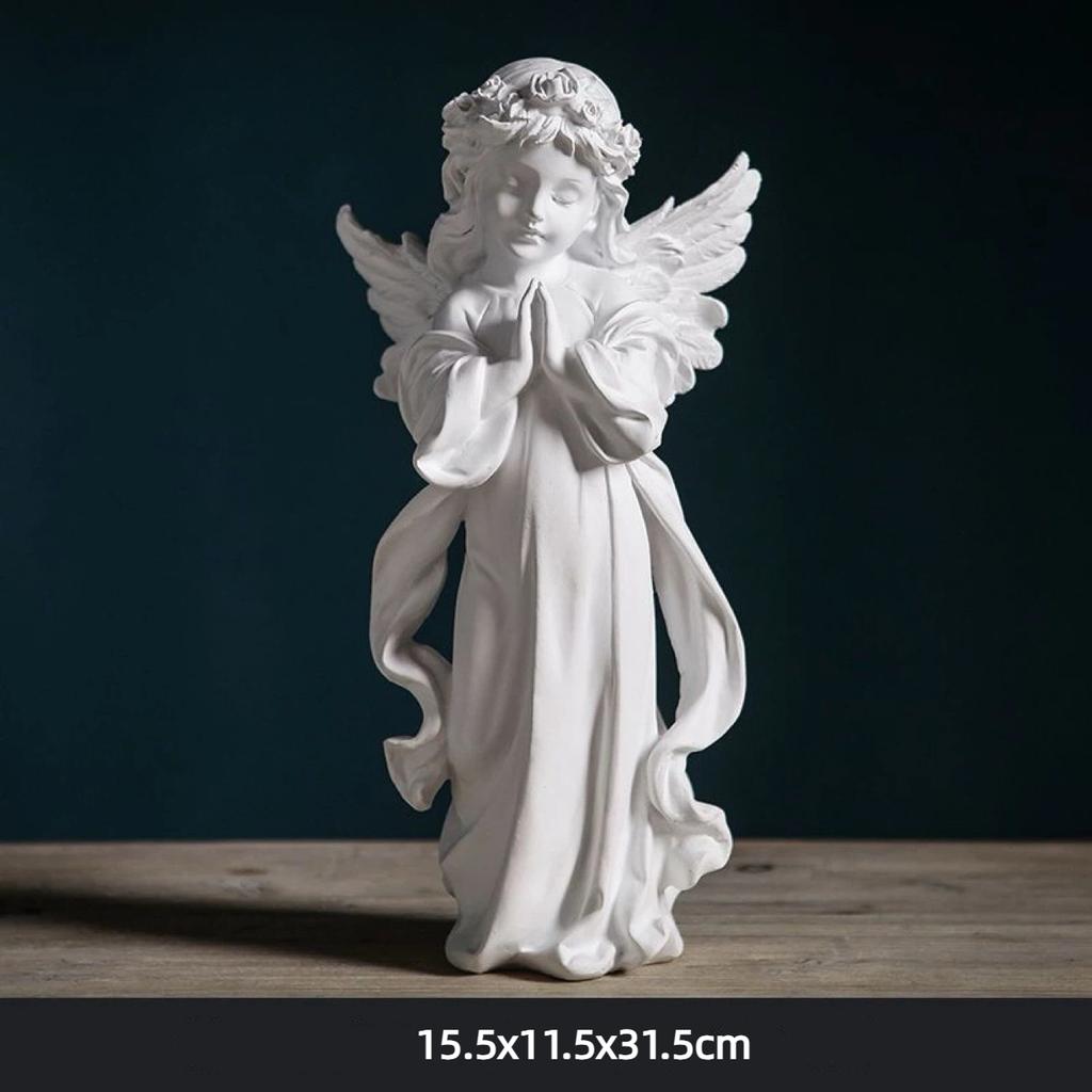 Nordic Creative Resin Angel Figurine, Modern Angel Sculpture Decorative Desktop Ornament