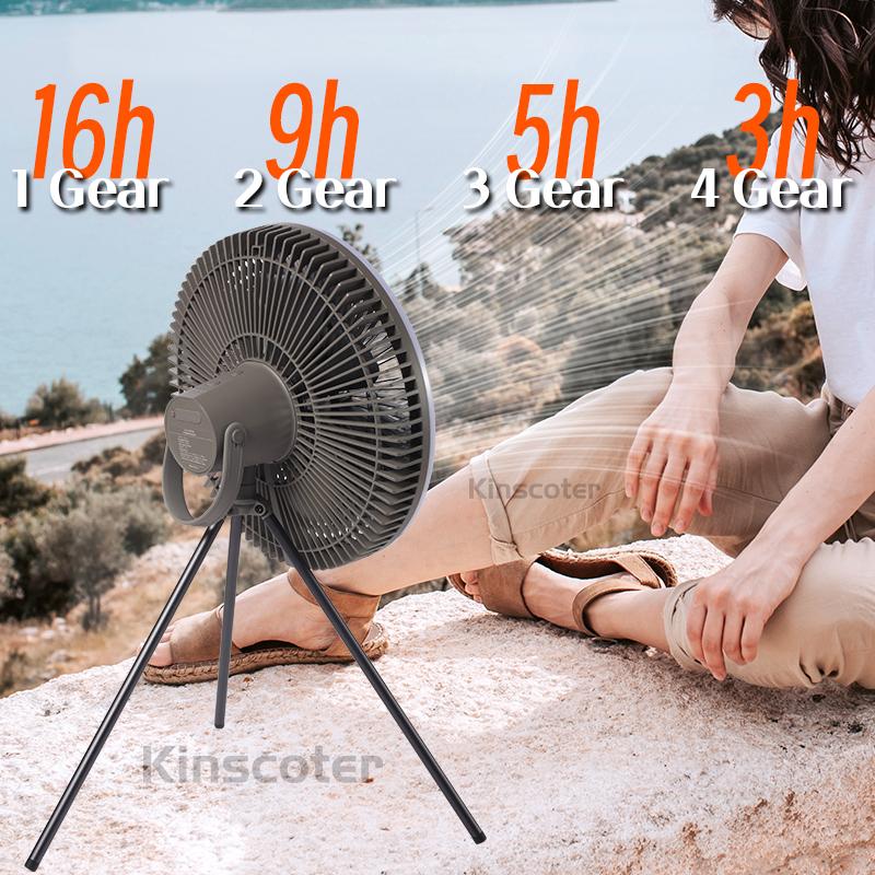 KINSCOTER 10000mAh Outdoor Camping Fan, 11inch Large Ceiling Fan with LED Lighting, Multifunction Air Circulator Cooler Fan