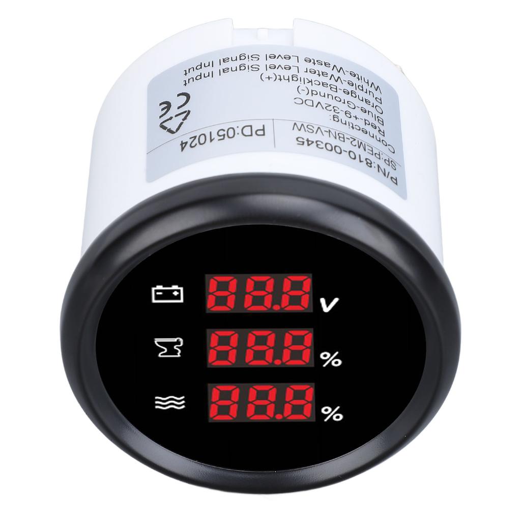 52 мм Цифровой Вольтметр Уровня Сточных Вод Водонепроницаемый Красная Подсветка Надежное Соединение Вольтметр Уровня Сточных Вод