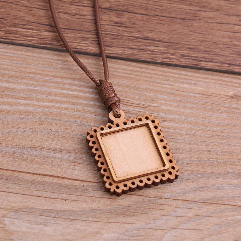 Ожерелье-кулон '13 стилей' DIY с полым 'Камнем времени' и кружевной деревянной основой