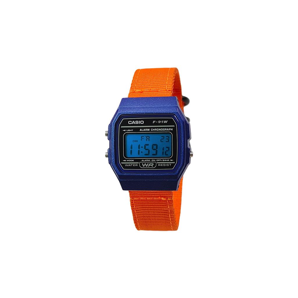 Casio Часы Custom Collection, кварцевый механизм, нейлоновый ремешок, мужские, черный циферблат, F-91WM-2A(Watch5--)