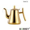 BORREY 1 л/1,5 л/2 л кофейник из нержавеющей стали, золотой чайник с фильтром, металлический чайник, газовая плита, индукционная плита, чайник