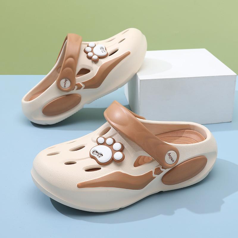 Летние детские сабо для девочек, удобные, дышащие, нескользящие, с мультяшным дизайном, пляжная обувь