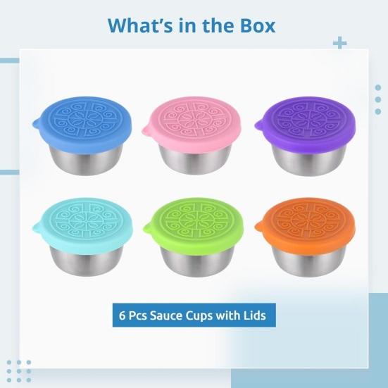 40 мл чашка для соуса из нержавеющей стали, герметичная силиконовая крышка, многоразовый контейнер для ланча, держатель для приправ, не содержащий BPA