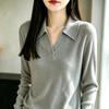 Women S Cotton Polo Neck Long Sleeve Knit Sweater