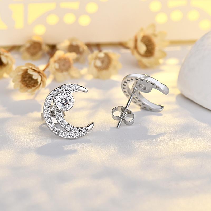 Новый нишевый дизайн серьги-луны с полным бриллиантом высококлассные легкие роскошные золотые серьги
