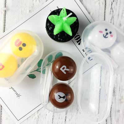 Карманный мини-футляр для контактных линз с рисунком, дорожный комплект, удобный контейнер для защиты линз
