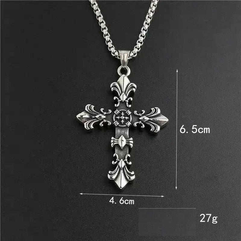 Крутые мужские ожерелья из нержавеющей стали с подвеской в виде креста для мужчин и женщин, серебряные