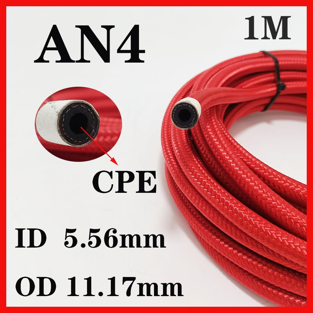 Red Fuel Hose Oil Gas Line1M AN4-AN6-AN8-AN10-AN12-AN16-AN20 Nylon/Stainless Steel Braided Fuel Supply System Accessories
