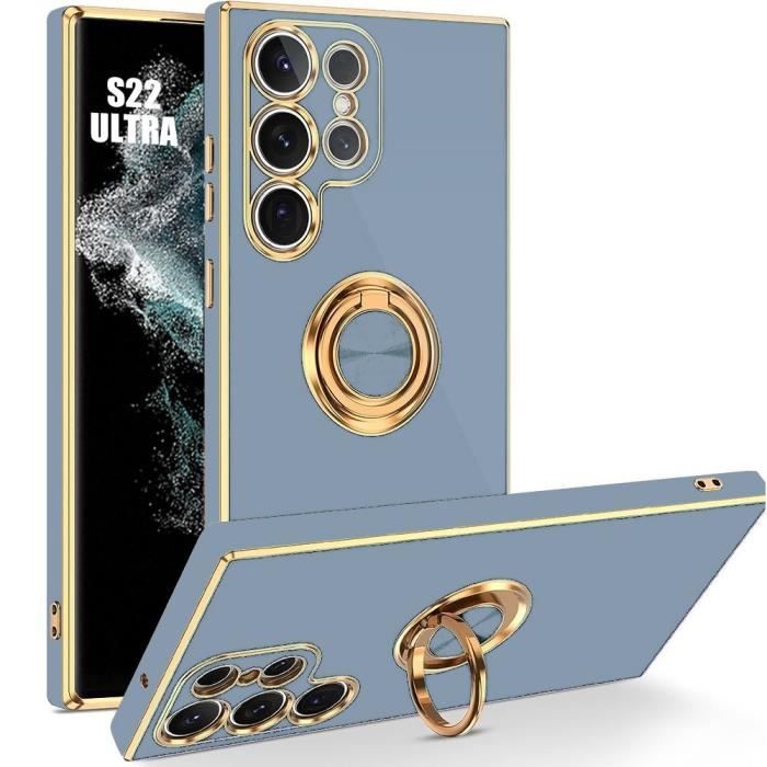 Case for Samsung Galaxy S22 Ultra - Blue - Shockproof with Ring, 360° Rotating Stand Design
