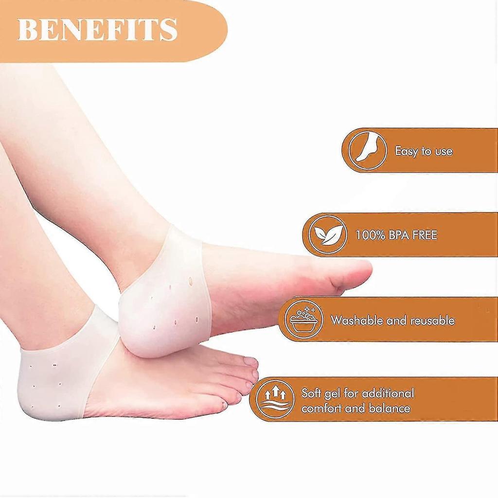 10 Pairs Silicone Heel Protectors, Silicone Heel Socks For Heel Spurs, Plantar Fasciitis, For Heel Pain Relief, Dry Cracked Heel