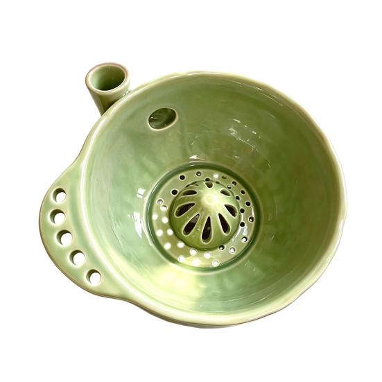 Ceramic Fruit Washing Bowl Berry with Detachable Juicing Cone &Drain Rack,Self Rinsing Drainage Basket for Produce Kitchen Countertop, Multifunctional